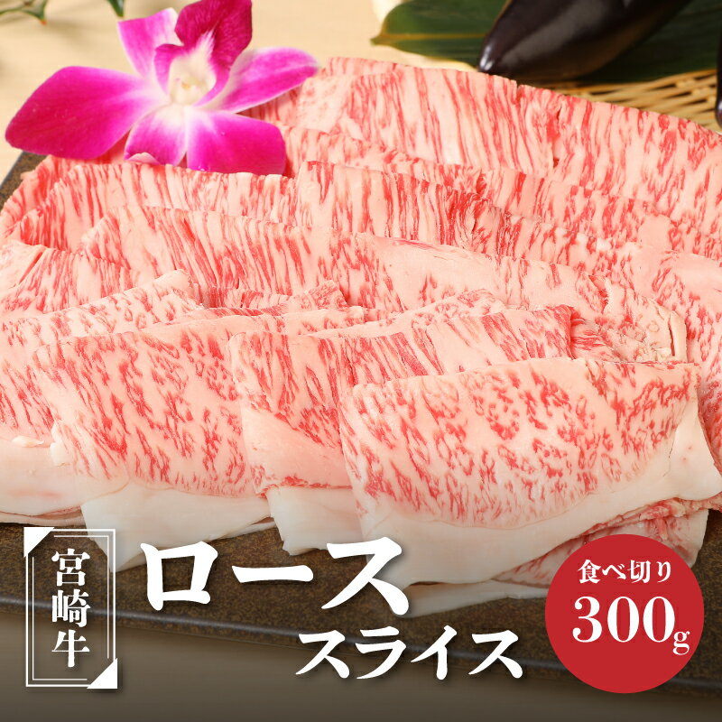 宮崎牛ローススライス300g - ブランド牛 国産牛肉 国産黒毛和牛 A4等級A5等級 牛ロース 綺麗なサシ とろけるような食感 和牛ブランド 霜降り肉 すきやき/しゃぶしゃぶ/冷しゃぶ 送料無料 K01_0007 【宮崎県木城町】