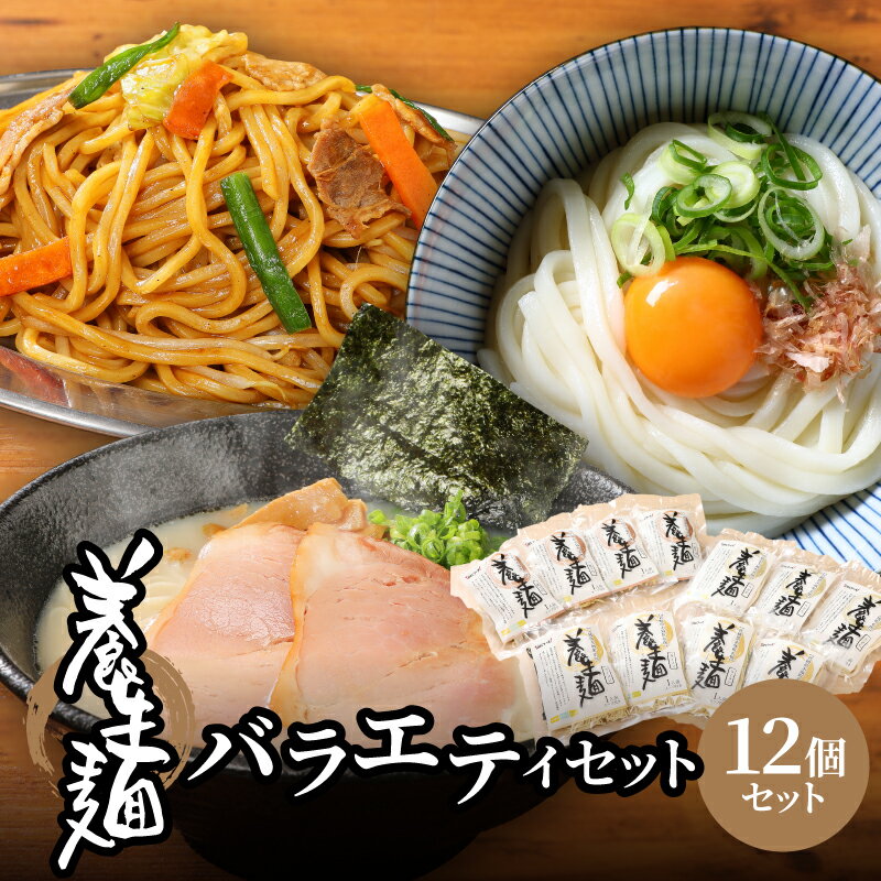 楽天宮崎県木城町【ふるさと納税】養生麺セット 12個入り - 木城町名物 養生麺（ようじょうめん） うどん ラーメン（とんこつ味・しょう油味） 焼きそば 詰め合わせ バラエティセット こんにゃく練り込み麺 食物繊維 おなかにやさしい 冷蔵 送料無料 【宮崎県木城町】