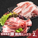 【ふるさと納税】焼肉ミックス(バラ500g×2・肩ロース500g×2)計2kg - 豚肉 豚バラ肉 肩ロース肉 1パック500g 小分け 焼き肉用カット 部位食べ比べ 送料無料 【宮崎県木城町】