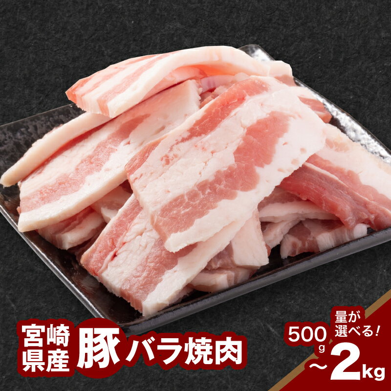楽天宮崎県木城町【ふるさと納税】宮崎県産豚バラ焼肉 - 500g/1kg/1.5kg/2kg 豚肉 焼き肉用 バラ肉 脂身が美味しい 豚ばら 1パック500g 味付けしやすいトレー冷凍 バーベキュー・アウトドアにそのまま持っていける 送料無料 【宮崎県木城町】