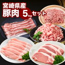 【ふるさと納税】宮崎県産豚肉5kgセット - 豚肉詰め合わせセット バラエティセット 小分けパック ローススライス/豚バラスライス/ロースカツ用/切り落し/豚ミ...