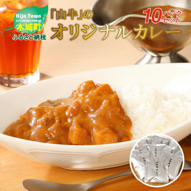 【ふるさと納税】「山牛」のオリジナルカレー10パックセット - 1人前 約200g レトルトカレー レトルト食品 国産牛肉 黒毛和牛 季じょん山牛 簡易包装 パウチ 湯煎調理 常温保存可能 保存食 常備食 キャンプ・レジャーに 送料無料 K16_0012 【宮崎県木城町】