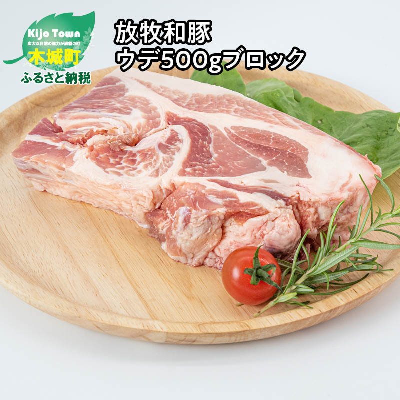 ≪放牧和豚≫ ウデブロック 500g - 国産 豚肉 豚 豚ブロック ブロック肉 ブロック 塊肉 かたまり肉 豚肉かたまり 真空パック ウデ肉 運動量が多い部位で旨味が凝縮 味が濃厚 パイオニアポーク ウデ肉ブロック こだわり 送料無料 [宮崎県木城町]