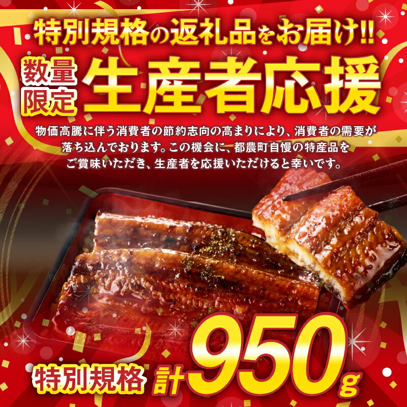 【ふるさと納税】生産者応援【期間・数量限定特別規格】【丑の日までにお届け！！】うなぎ蒲焼 5尾 (さんしょう・たれ付き) 計950g以上 国産 養殖うなぎ unagi 贈答 化粧箱 丑の日 うな重 人気 高評価 鰻楽 ギフト 贈り物 宮崎県 都農町 送料無料 レビューキャンペーン