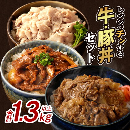 レンジでチンする 牛 ・ 豚丼 セット 合計 1.3kg以上 肉 牛肉 豚肉 牛丼 国産 簡単調理 お手軽 小分け 黒毛和牛 ひなた美豚 宮崎県産 惣菜 おかず お弁当 晩ご飯 夜食 贈り物 プレゼント ギフト 詰め合わせ お取り寄せ グルメ 加工品 宮崎県 都農町 送料無料