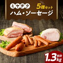 【ふるさと納税】 高評価☆4.50 ミヤチク 「ハム ・ ソーセージ」 5種 セット 合計 1.3kg 肉 豚肉 国産 おかず お弁当 晩ご飯 おつまみ 加工食...