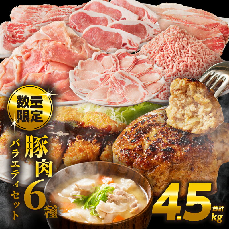 【ふるさと納税】【発送月が選べる】 レビューキャンペーン 宮崎県産 豚肉 6種 ＼てげスゲーセット／ 合計4.5kg セット 肉 豚バラ 豚モモ ロース ミンチ スライス 切り落とし すき焼き しゃぶしゃぶ ハンバーグ おすすめ 国産 小分け 詰め合わせ 薄切り 豚しゃぶ 送料無料のサムネイル