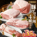 【ふるさと納税】宮崎県産 豚 ブロック 肉 4種 セット 合計3.5kg 豚肉 ロース バラ モモ ヒレ 国産 おすすめ 詰め合わせ かたまり 塊肉 ステーキ ...
