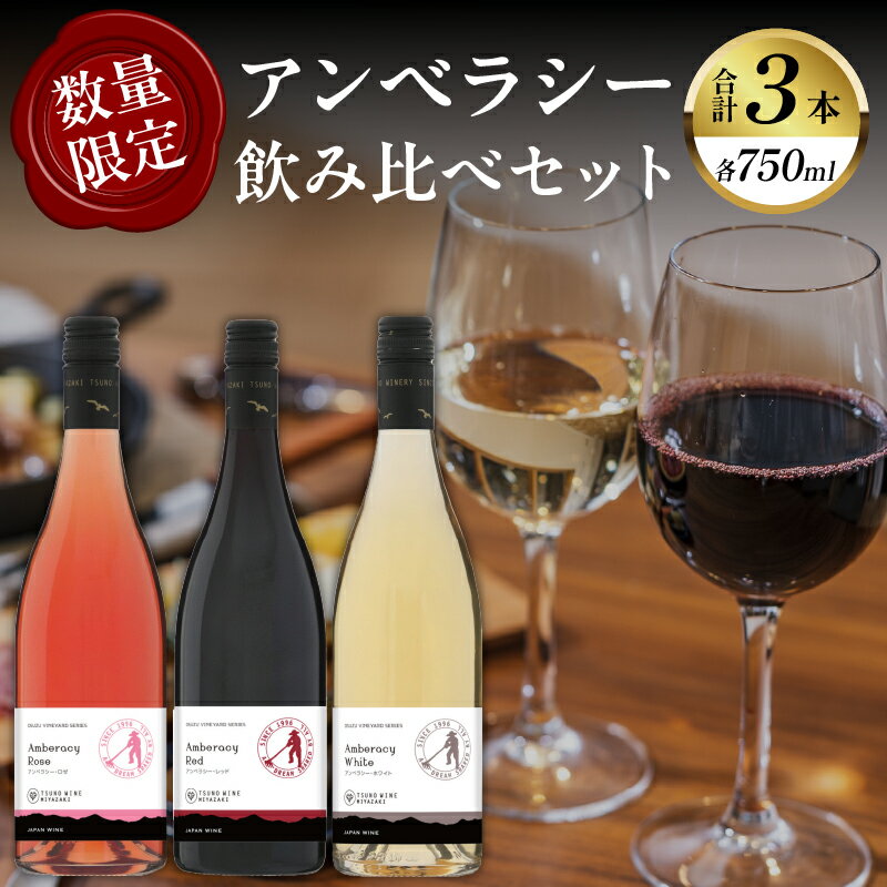 6位! 口コミ数「0件」評価「0」《レビューキャンペーン》 数量限定 アンベラシー 飲み比べ 3本 セット レッド ロゼ ホワイト 酒 飲料 アルコール 国産 都農ワイン 赤･･･ 