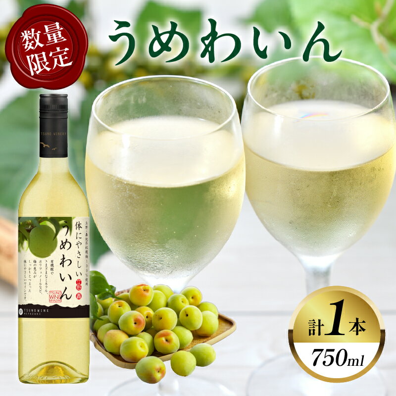 [数量限定]うめわいん 計1本 国産 飲料 酒 アルコール ワイン 果実酒 梅 都農ワイン フルーツワイン 甘口 おすすめ 贅沢 ご褒美 晩酌 パーティー 記念日 お祝い ギフト 贈答 贈り物 プレゼント 常温 ポリフェノール 宮崎県 都農町 送料無料