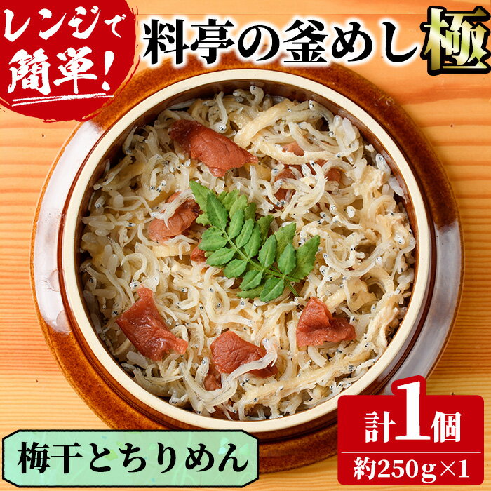 料亭の釜めし・極＜梅干しとちりめん＞(約250g×1)釜飯 料亭 惣菜 時短 お取り寄せ グルメ 冷凍 レンジアップ【TW-7】【魚甚閣 常若】