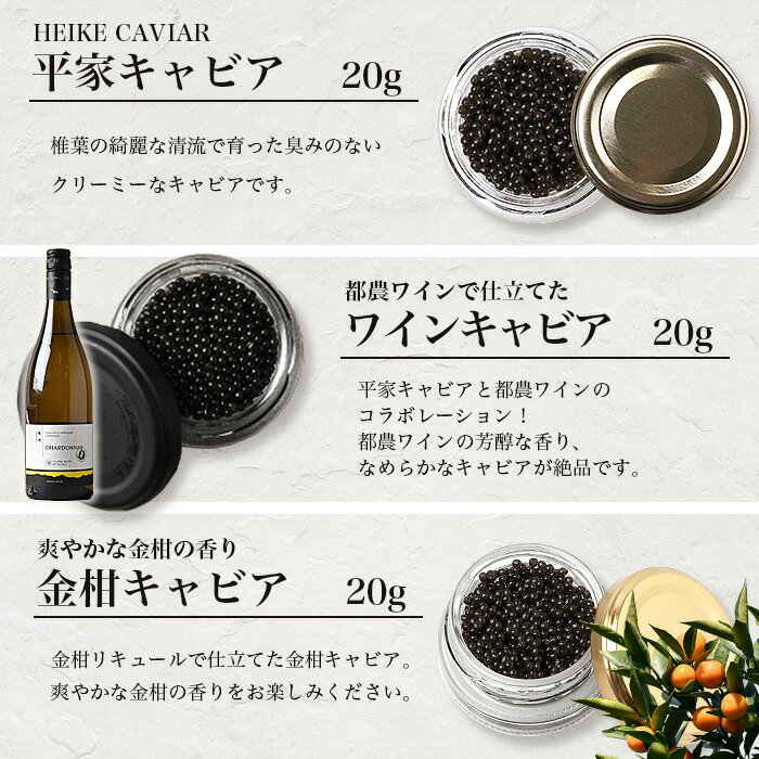 【ふるさと納税】【世界三大珍味×日本三大秘境】HEIKE CAVIAR 3種食べ比べセット20g×3【産地直送】【簡易包装】