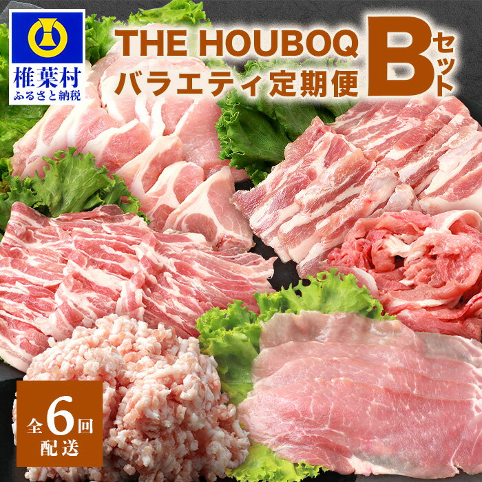 THE HOUBOQ 豚肉定期便[6回配送]バラエティ定期便Bセット[半年間][日本三大秘境の 美味しい 豚肉]しゃぶしゃぶ 焼き肉 ミンチ ローススライス バラスライス