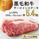 12位! 口コミ数「0件」評価「0」 【6回定期便】 宮崎県産 黒毛和牛 サーロイン ステーキ 300g ×3×6ヶ月 合計5.4kg 小分け 冷凍 送料無料 国産 牛 肉 霜･･･ 