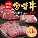 【ふるさと納税】 【3回定期便】 宮崎牛 ロースステーキ 600g 肩焼肉 400g ワンポンドステーキ 454g 冷凍 送料無料 国産 黒毛和牛 A5 A4等級 ブランド 牛 肉 霜降り バーベキュー キャンプ BBQ 宮崎県産 母の日 父の日 プレゼント ギフト 贈り物 3ヶ月 セット