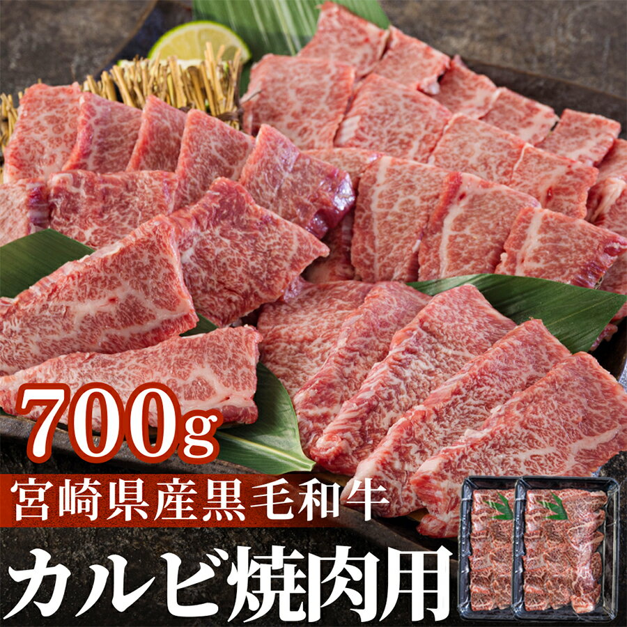 【ふるさと納税】 宮崎県産 黒毛和牛 カルビ 焼肉 700g (350×2) 小分け 牛肉 炒め BBQ バーベキュー キャンプ 普段使い 調理 おかず 料理 国産 送料無料 パック 厳選 カルビ丼 クッパ 焼肉丼 スープ チャーハン 生春巻き 照り焼き 甘辛炒め チンジャオロース 青椒肉絲 1