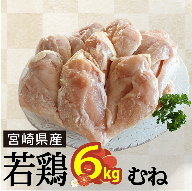 【ふるさと納税】 鶏 むね 肉 小分け 冷凍 1kg×6袋 合計6kg 若鶏 ムネ 鶏肉 宮崎県産 国産 送料無料 ヘルシー あっさ…