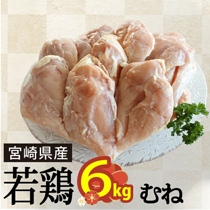 【ふるさと納税】 鶏 むね 肉 冷凍 1kg×6袋 合計6kg 若鶏 ムネ 鶏肉 小分け 宮崎県産 国産 送料無料