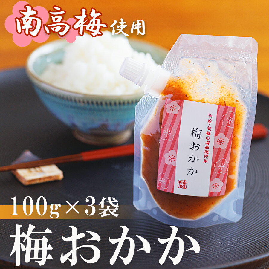 南高梅 梅おかか 100g×3袋 ねり梅 和え物 簡単調理 便利 あっさり さっぱり 国産 セット 詰め合わせ 宮崎県産 常温 送料無料 贈答品 父の日 母の日 プレゼント ギフト 調味料 料理 調理 おかず 薬味 そうめん 素? フライ 揚げ 炒め 煮込み 普段使い 便利