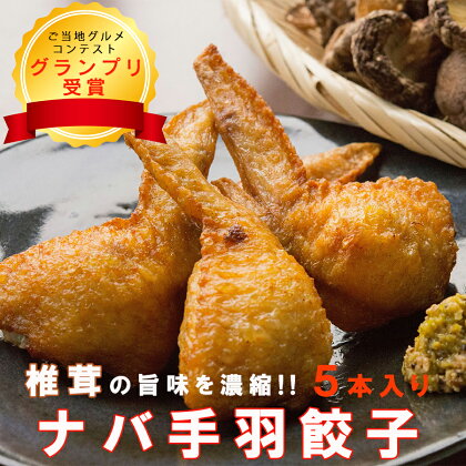 手羽 椎茸 ナバ手羽餃子 5本 餃子 乾燥椎茸 干ししいたけ どんこ 鶏肉餃子 ぎょうざ 宮崎県産 送料無料 おかず お弁当 鍋 揚げ 焼き 出汁 だし