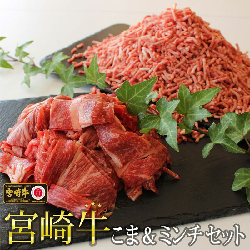 【ふるさと納税】 宮崎牛 こま肉 400g ＆ ミンチ セット 600g 合計 1kg 牛肉 小間 挽き肉 冷凍 内閣総理大臣賞受賞 宮崎県産 九州産 送料無料 詰め合わせ 肉じゃが 牛丼 野菜炒め コロッケ メンチカツ