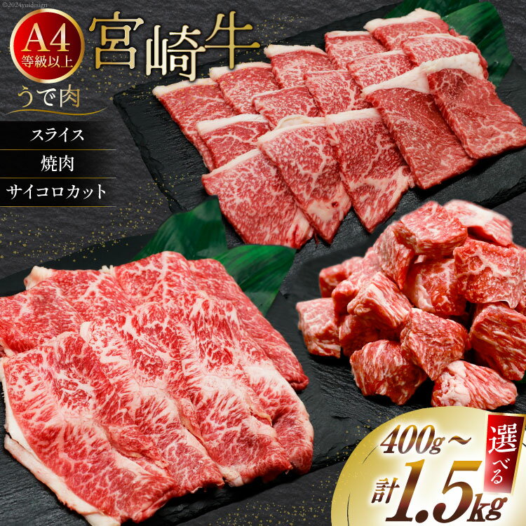 [選べる 用途 容量 部位]肉 牛肉 宮崎牛 牛うで肉 400g〜1.5kg [牛心フードサービス 宮崎県 美郷町 31bm0033] 冷凍 焼肉 ブランド牛 ウデ ウデ肉 うで うで肉 ブランド牛
