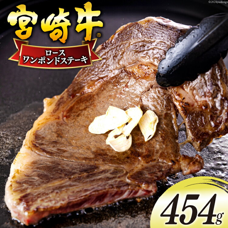 宮崎牛 ロース ワンポンド ステーキ 454g [日本ハムマーケティング 宮崎県 美郷町 31bd0020] 冷凍 送料無料 国産 黒毛 和牛 A5 A4等級 ブランド 牛 肉 霜降り 焼肉 BBQ バーベキュー キャンプ 宮崎県産 母の日 父の日 プレゼント ギフト 贈り物