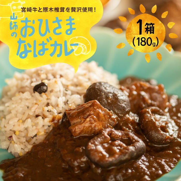 カレー レトルト 山師のおひさま なばカレー 宮崎牛 原木椎茸 使用 180g [HUTTE 宮崎県 美郷町 31ao0025] 常温保存 カレー 欧風カレー 常備食 保存食 防災 備蓄 非常食 防災食 簡単調理