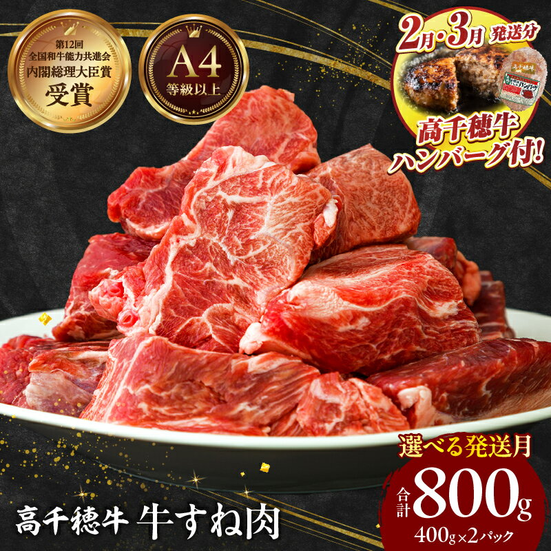 [期間限定]宮崎県産黒毛和牛A4等級以上 高千穂牛すね肉 800g + 高千穂牛100%ハンバーグ1個 牛肉 肉 お肉 牛すね肉 牛すね すね肉 国産牛 ブランド牛 和牛 国産牛肉冷凍 料理 煮込み料理高千穂町産 宮崎県 高千穂町 送料無料