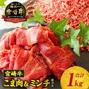 【ふるさと納税】《レビューキャンペーン》宮崎牛 こま肉・ミンチセット1kg 牛肉 肉 お肉 精肉 ミンチ 挽肉 精肉セット セット 詰め合わせ 国産牛 黒毛和牛...