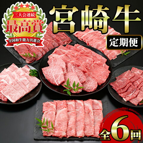 【ふるさと納税】＜宮崎牛6ヶ月定期便A＞宮崎牛のスライスや焼き肉用、モモステーキなど(全6回)美味しい牛肉をご家庭で！【A-128】【ミヤチク】