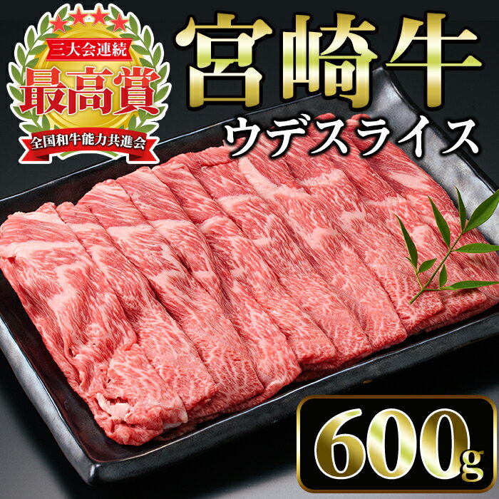 【ふるさと納税】宮崎牛ウデスライス(600g)美味しい牛肉をご家庭で！【A-130】【ミヤチク】