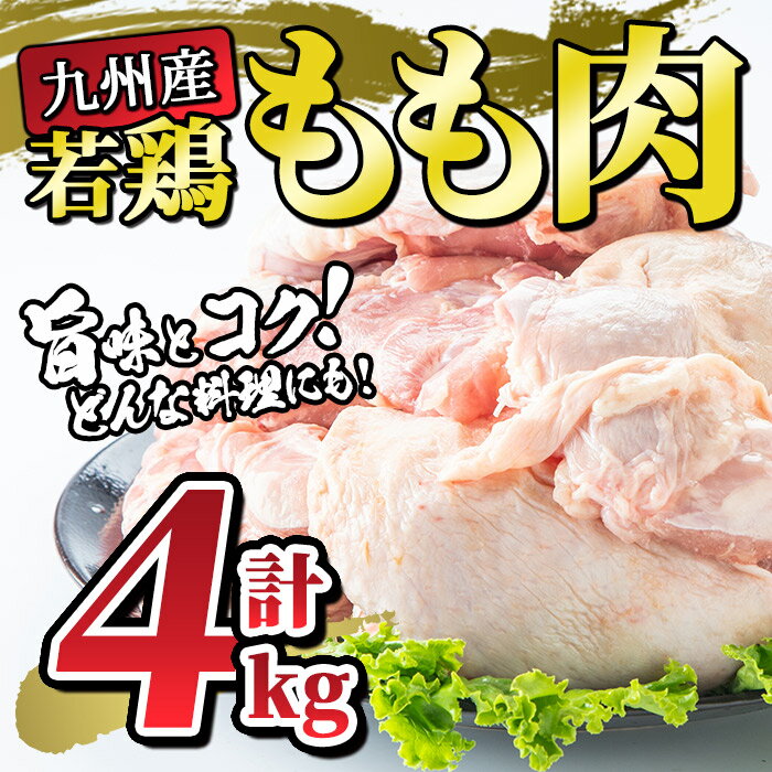 【ふるさと納税】＜期間限定＞【9月30日受付終了】九州産 若鶏 もも肉 (計4kg・1kg×4袋) 国産 九州産 鶏肉 鶏もも肉 ムネ肉 冷凍 小分け 4kgセット タンパク質 ヘルシー 【BR002】【長崎ブロイラー産業株式会社】のサムネイル