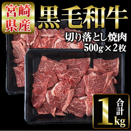 宮崎県産 黒毛和牛 切落し 焼肉(計1kg・500g×2)国産 宮崎県産 黒毛和牛 牛肉 炒め物 和牛 切り落とし【MI019】【(株)ミヤチク宮崎加工センター】