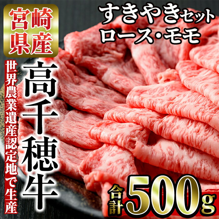 高千穂牛 すき焼きセット(ロース・モモ各250g)国産 宮崎県産 宮崎牛 牛肉 焼肉 ロース モモ 霜降り A4 和牛 ブランド牛[MT011][JAみやざき 高千穂牛ミートセンター]