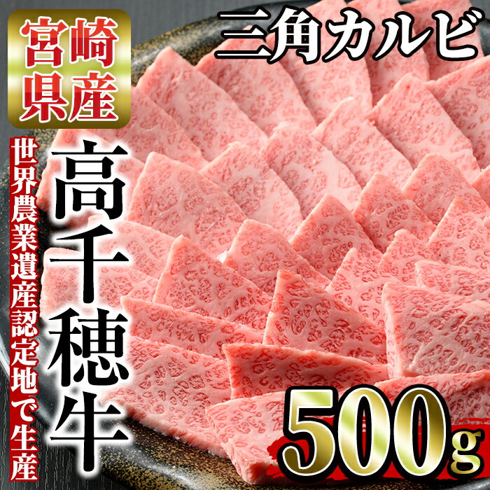 高千穂牛 三角カルビ(500g)国産 宮崎県産 宮崎牛 牛肉 焼肉 カルビ 霜降り A4 和牛 ブランド牛[MT012][JAみやざき 高千穂牛ミートセンター]