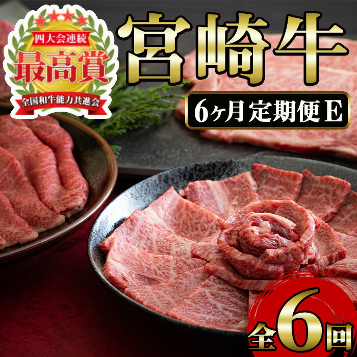 ＜定期便・6回(連続)＞宮崎牛・定期便E(6ヶ月)国産 宮崎県産 宮崎牛 牛肉 ステーキ 焼肉 すき焼き しゃぶしゃぶ 炒め物 霜降り【MI025】【(株)ミヤチク宮崎加工センター】