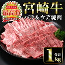 3位! 口コミ数「2件」評価「3」宮崎牛 焼肉2種(ウデ・バラ)(合計1kg・各500g×2)国産 宮崎県産 宮崎牛 牛肉 焼肉 炒め物 国産 A4 ウデ肉 バラ肉【MI00･･･ 