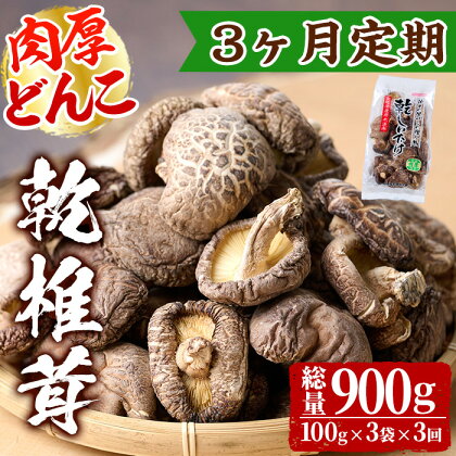 【定期便・全3回(毎月)】乾椎茸肉厚どんこ(計900g・100g×3袋×3回)宮崎県産 原木栽培 特選 干し椎茸 しいたけ きのこ【NK013】【宮崎県農業協同組合　高千穂地区本部】