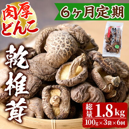 【定期便・全6回(毎月)】乾椎茸肉厚どんこ(計1.8kg・100g×3袋×6回)宮崎県産 原木栽培 特選 干し椎茸 しいたけ きのこ【NK014】【高千穂地区農業協同組合】