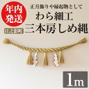 【ふるさと納税】<先行予約受付中!2025年12月中に発送予定>三本房しめ縄(1m) 数量限定 縁起物 装飾 工芸品 民芸品 手作り しめ縄 正月 お正月 元旦...