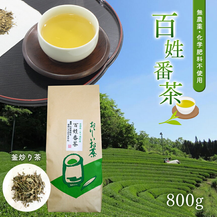 無農薬 ・ 化学肥料不使用 百姓番茶 ( 釜炒り茶 ) 800g | 有機JAS 認定 茶農家 の まかない茶 大容量 たっぷり 緑茶 番茶 農薬不使用 天皇杯受賞 宮崎県 五ヶ瀬町