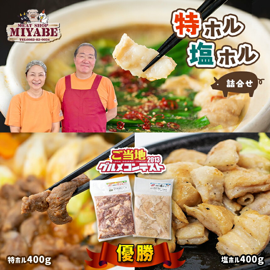 【ふるさと納税】宮部の特ホル・塩ホル詰合せ | 焼き肉 もつ鍋 塩ホル ホルモン 豚 豚肉 タレ漬 ハラミ おつまみ つまみ 宮崎県 五ヶ瀬町 ご当地 グルメコンテスト 優勝