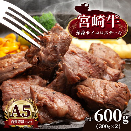 宮崎牛 A5ランク 赤身サイコロステーキ 600g　宮崎牛 A5 黒毛和牛 牛肉 肉 にく 赤身 国産 ブランド牛 ステーキ 焼肉 内閣総理大臣賞 受賞 宮崎県 五ヶ瀬町