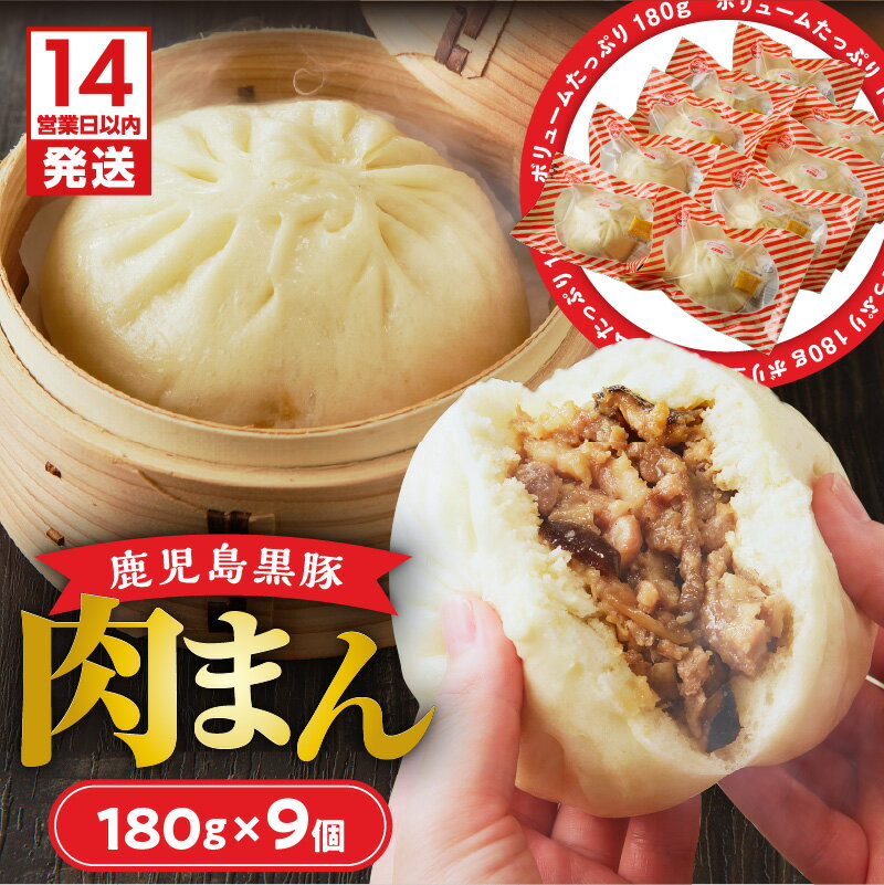 【ふるさと納税】【14営業日以内に発送】 鹿児島 黒豚 肉まん 送料無料 鹿児島市 九州 お取り寄せ 特産品 地域の品 お礼の品 お土産 贈り物 プレゼント ギフト 肉 豚肉 中華まん 豚まん 9個 ボリューム 小分け 個包装 簡単 調理 レンジ 蒸し器 冷凍