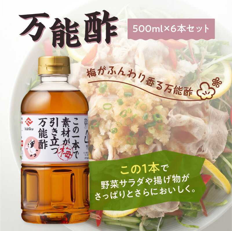 【ふるさと納税】ヒシク藤安醸造 万能酢 500ml × 6本 セット 送料無料 調味料 酢 万能 梅 野菜 サラダ ドレッシング もずく ところてん しゃぶしゃぶ かつおのたたき 鹿児島市 土産 贈り物 プレゼント ギフト 贈答