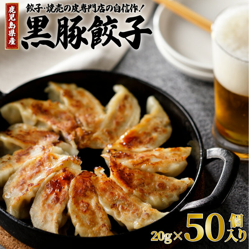 鹿児島県産 黒豚 餃子 20g × 50個 送料無料 鹿児島市 おすすめ グルメ お土産 プレゼント ギフト お取り寄せ 特産品 地域の品 専門店 加工品 惣菜 国内産 国産 野菜 ウデ肉 100%使用 こだわり 贅沢 肉汁 旨み 安心 点心 素材 晩御飯 おかず おつまみ