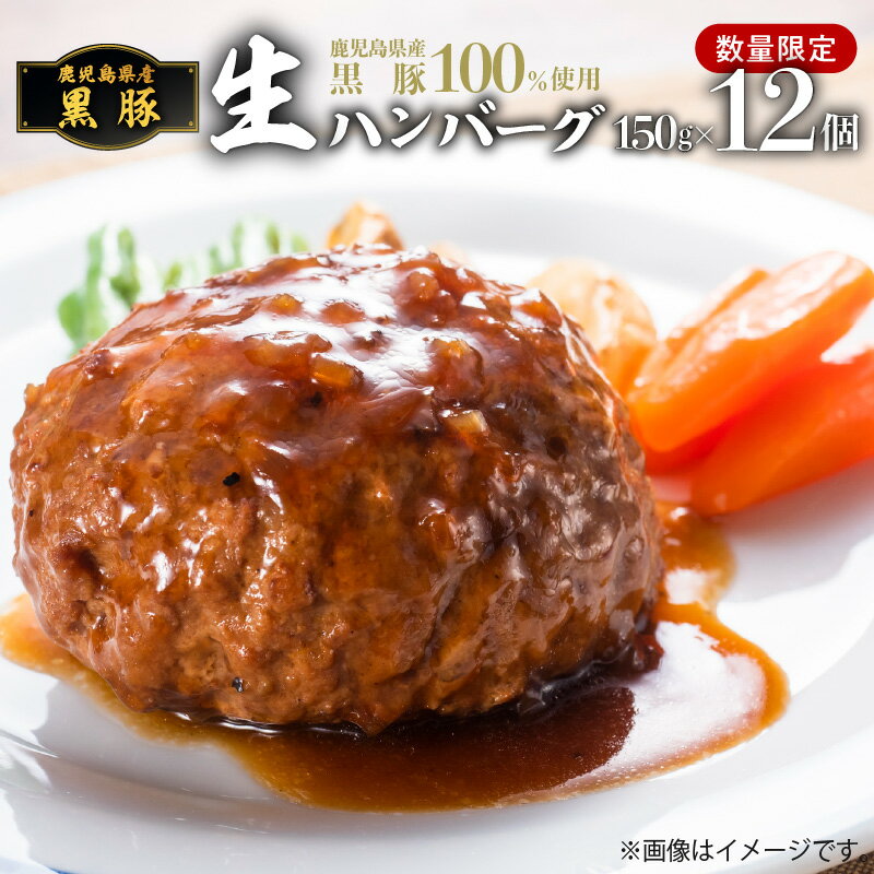 鹿児島県産 黒豚 生ハンバーグ 150g × 12個 送料無料 鹿児島市 九州 贈り物 プレゼント ギフト お取り寄せ お土産 数量限定 ハンバーグ 豚肉 100% ジューシー 柔らか 焼くだけ 加工品 加工食品 加工肉 簡単調理 惣菜 一人暮らし 贅沢 絶品 グルメ 食品