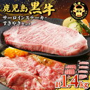 【ふるさと納税】 鹿児島黒牛 サーロインステーキ ・ すきやき セット (計 1.4kg ) 送料無料 肉 牛肉 ステーキ 焼肉 しゃぶしゃぶ 牛しゃぶ 黒毛和...