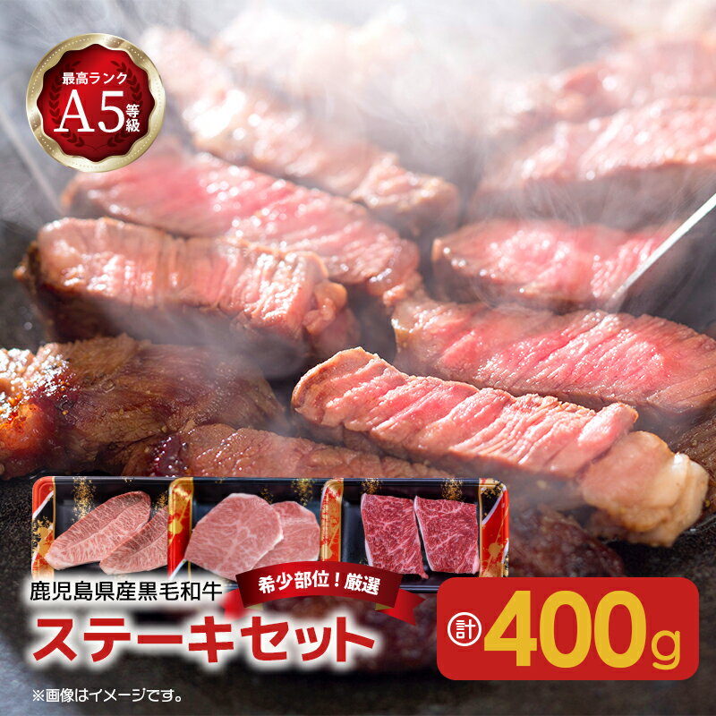 [希少部位]A5 等級 黒毛和牛 厳選 ステーキ セット 2種 400g 送料無料 鹿児島市 九州 お取り寄せ 特産品 地域の品 お礼の品 お土産 贈り物 プレゼント ギフト ミスジ ヒウチ イチボ 焼肉 グリル キャンプ グランピング バーベキュー BBQ 贅沢 食べ比べ